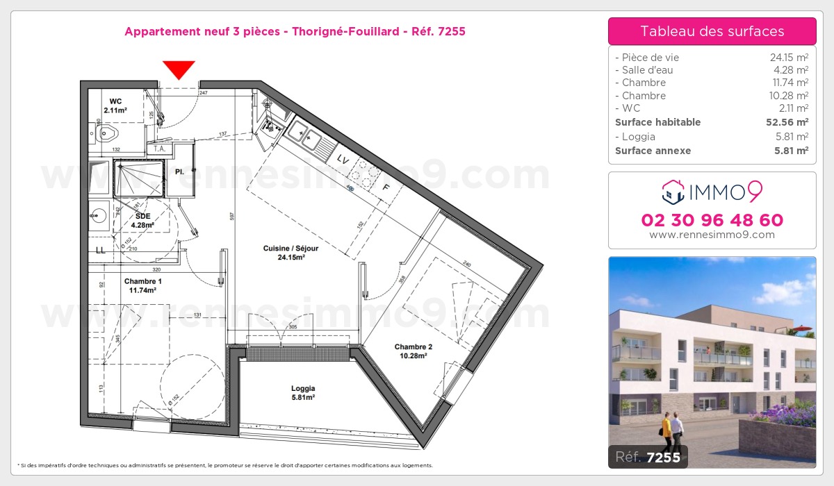 Plan et surfaces, Programme neuf Thorigné-Fouillard Référence n° 7255