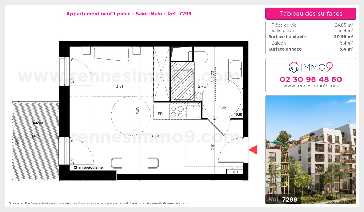 Plan et surfaces, Programme neuf Saint-Malo Référence n° 7299