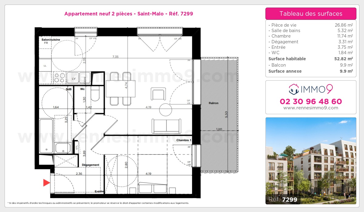 Plan et surfaces, Programme neuf Saint-Malo Référence n° 7299