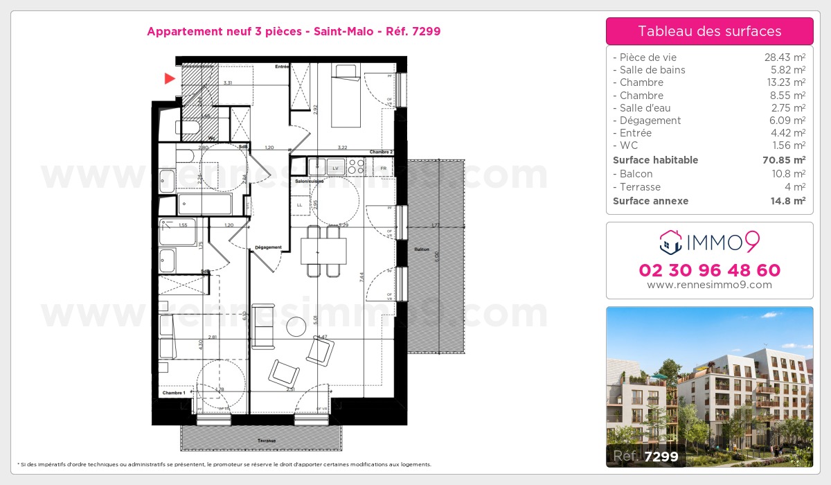 Plan et surfaces, Programme neuf Saint-Malo Référence n° 7299