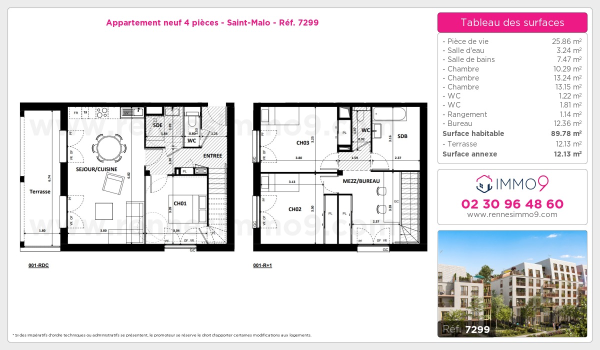 Plan et surfaces, Programme neuf Saint-Malo Référence n° 7299