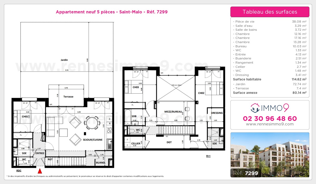 Plan et surfaces, Programme neuf Saint-Malo Référence n° 7299