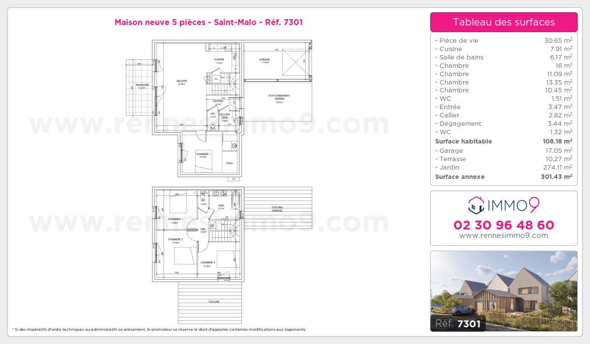 Plan et surfaces, Programme neuf Saint-Malo Référence n° 7301