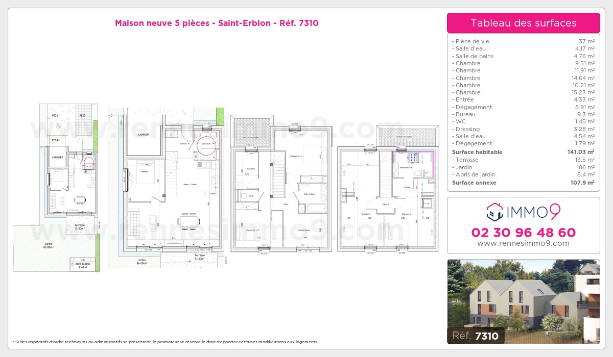 Plan et surfaces, Programme neuf Saint-Erblon Référence n° 7310