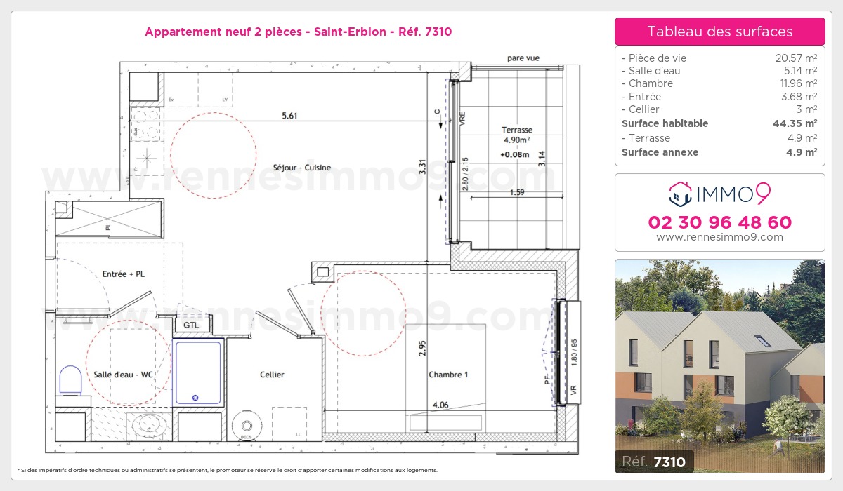 Plan et surfaces, Programme neuf Saint-Erblon Référence n° 7310