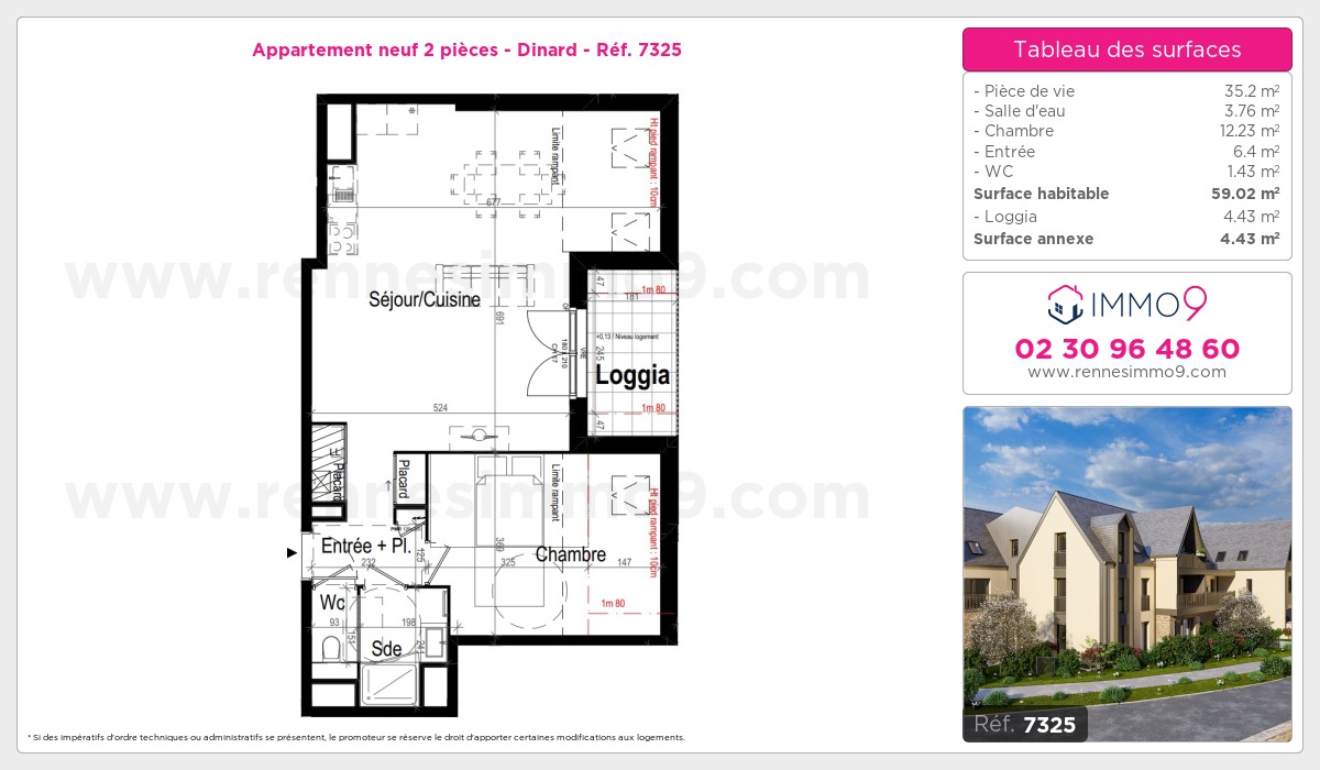 Plan et surfaces, Programme neuf Dinard Référence n° 7325