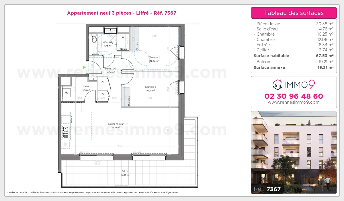 Plan et surfaces, Programme neuf Liffré Référence n° 7367