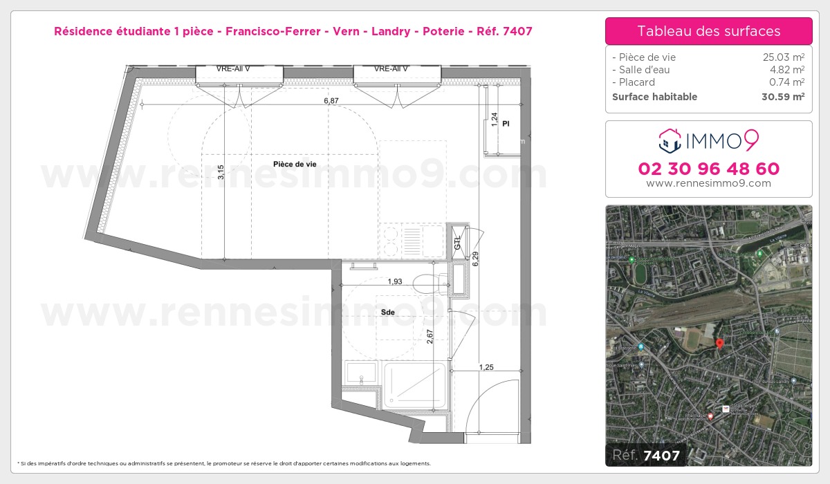 Plan et surfaces, Programme neuf Rennes : Francisco-Ferrer - Vern - Landry - Poterie Référence n° 7407
