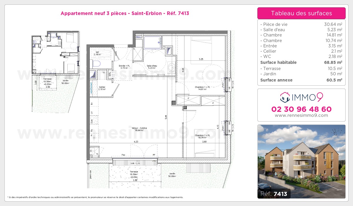 Plan et surfaces, Programme neuf Saint-Erblon Référence n° 7413