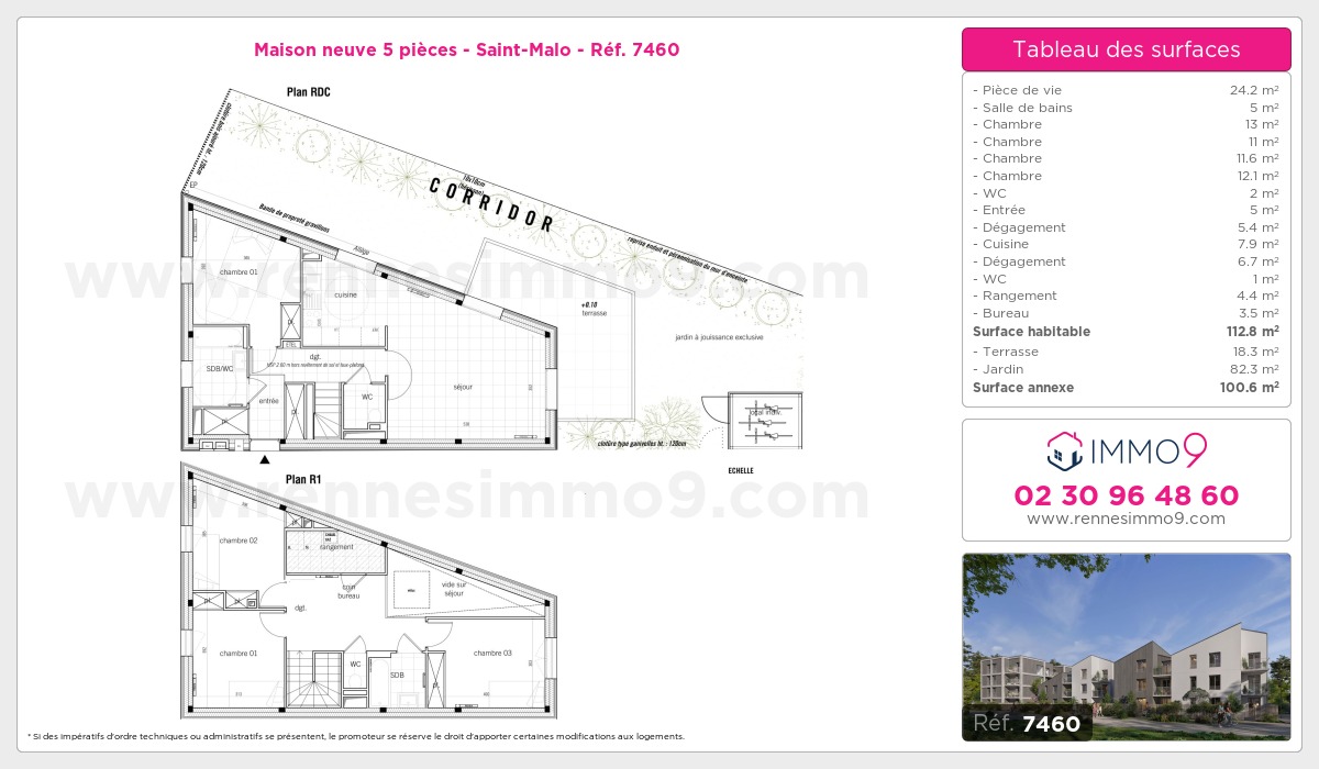 Plan et surfaces, Programme neuf Saint-Malo Référence n° 7460