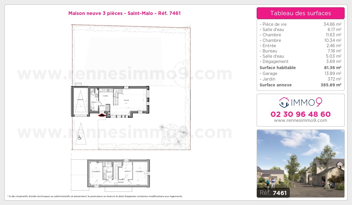 Plan et surfaces, Programme neuf Saint-Malo Référence n° 7461