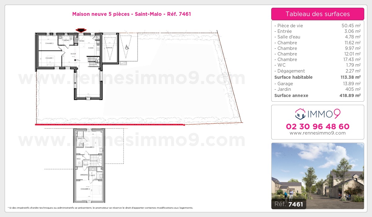 Plan et surfaces, Programme neuf Saint-Malo Référence n° 7461