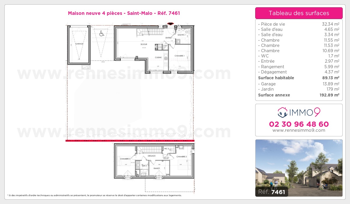Plan et surfaces, Programme neuf Saint-Malo Référence n° 7461