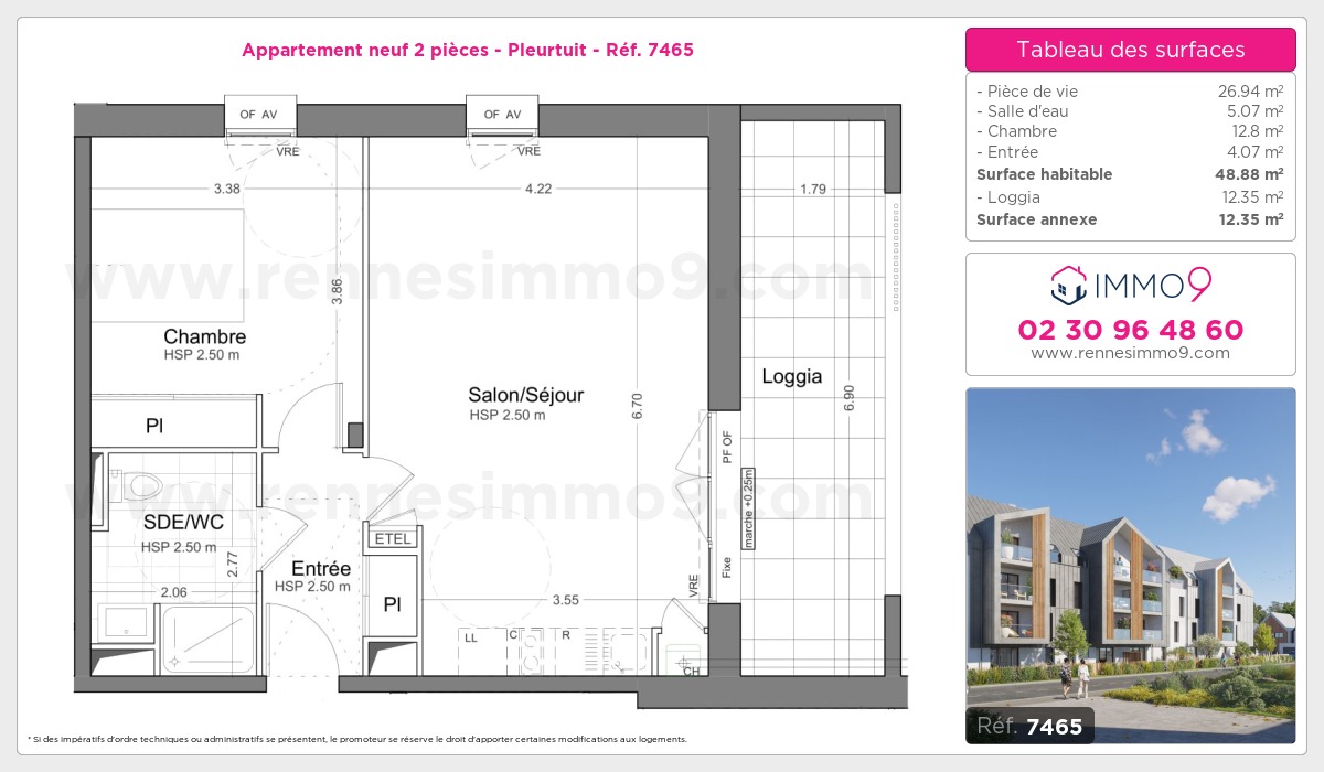 Plan et surfaces, Programme neuf Pleurtuit Référence n° 7465