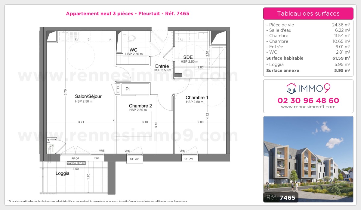 Plan et surfaces, Programme neuf Pleurtuit Référence n° 7465