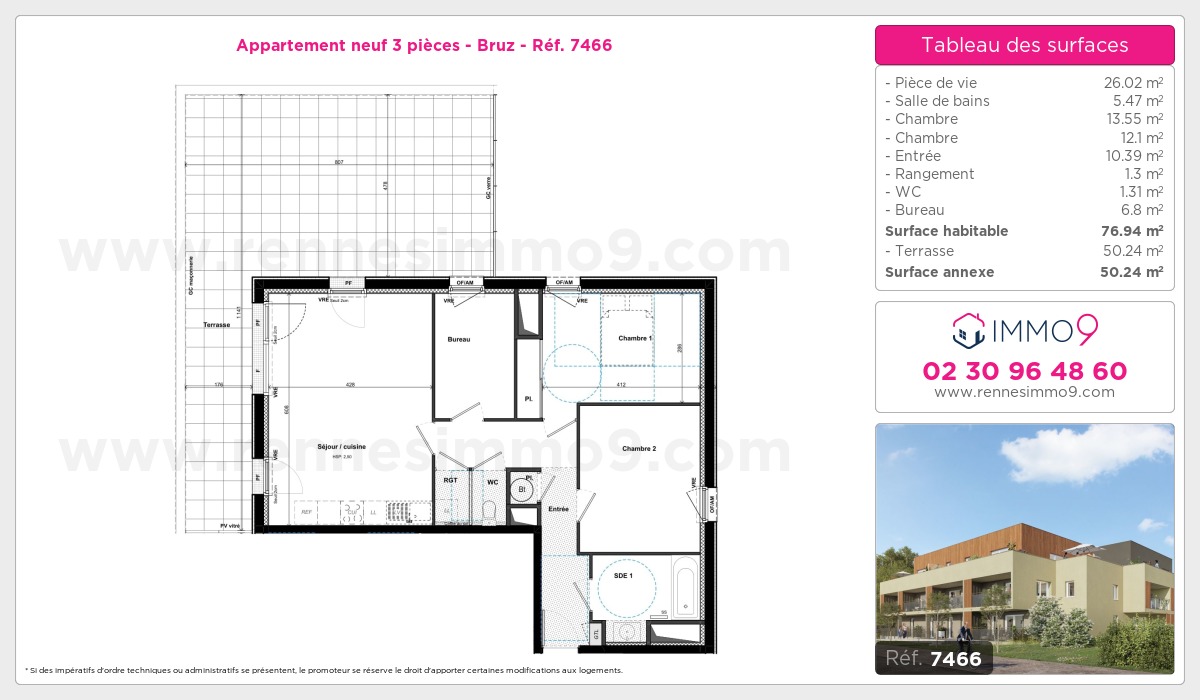Plan et surfaces, Programme neuf Bruz Référence n° 7466