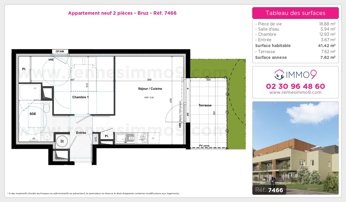 Plan et surfaces, Programme neuf Bruz Référence n° 7466