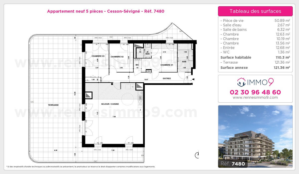 Plan et surfaces, Programme neuf Cesson-Sévigné Référence n° 7480