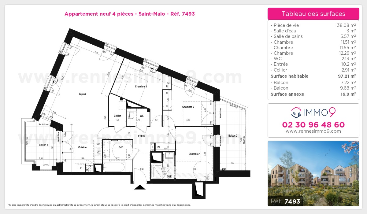 Plan et surfaces, Programme neuf Saint-Malo Référence n° 7493
