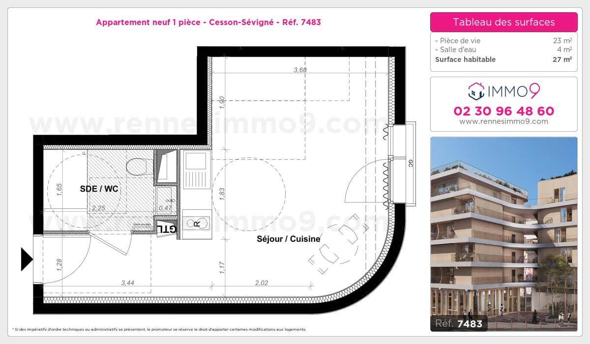 Plan et surfaces, Programme neuf Cesson-Sévigné Référence n° 7483