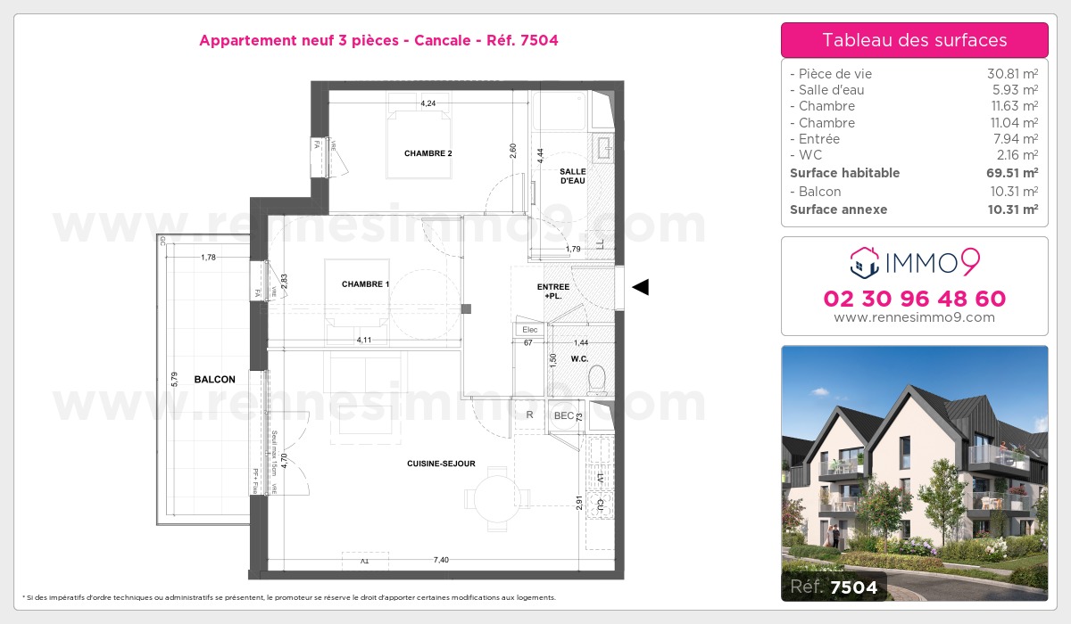 Plan et surfaces, Programme neuf Cancale Référence n° 7504