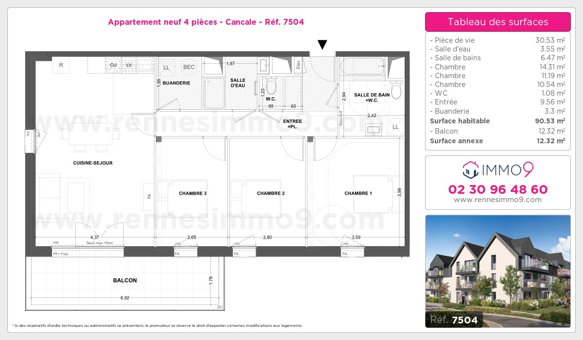 Plan et surfaces, Programme neuf Cancale Référence n° 7504