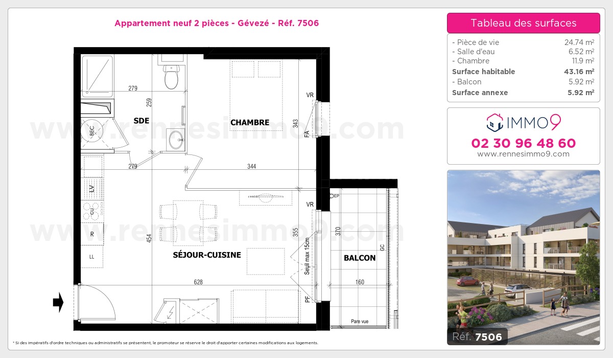 Plan et surfaces, Programme neuf Gévezé Référence n° 7506