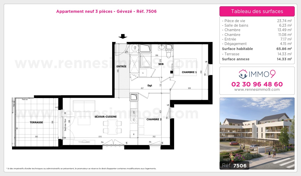 Plan et surfaces, Programme neuf Gévezé Référence n° 7506