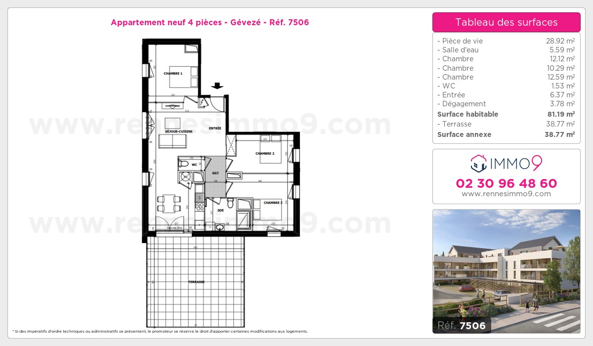 Plan et surfaces, Programme neuf Gévezé Référence n° 7506