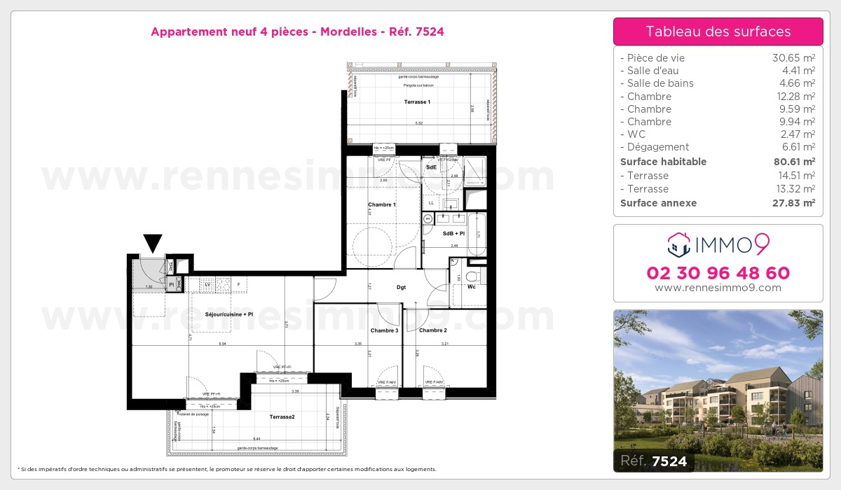 Plan et surfaces, Programme neuf Mordelles Référence n° 7524