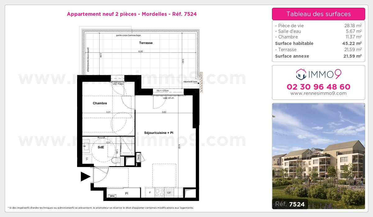Plan et surfaces, Programme neuf Mordelles Référence n° 7524