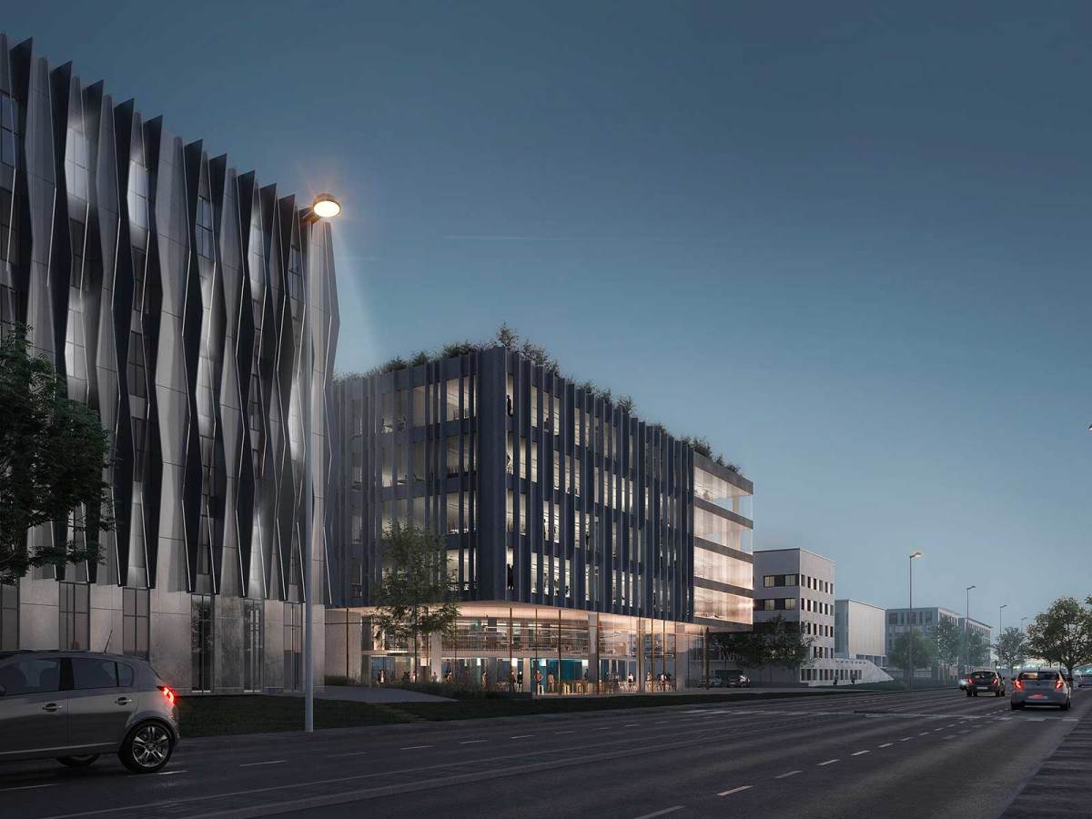 inauguration cyberplace via silva – le bâtiment cyberplace visuel nuit