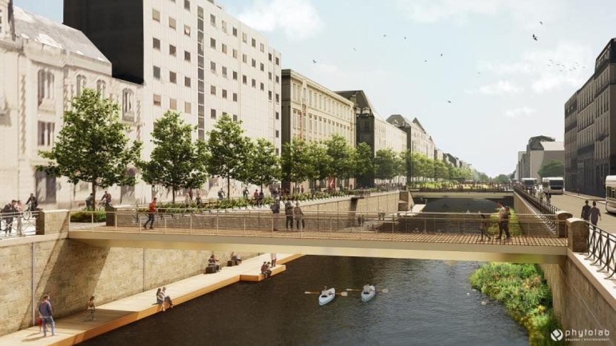 reamenagement république et quais vilaine rennes – Visuel Passerelle projet deconstruction parking Vilaine