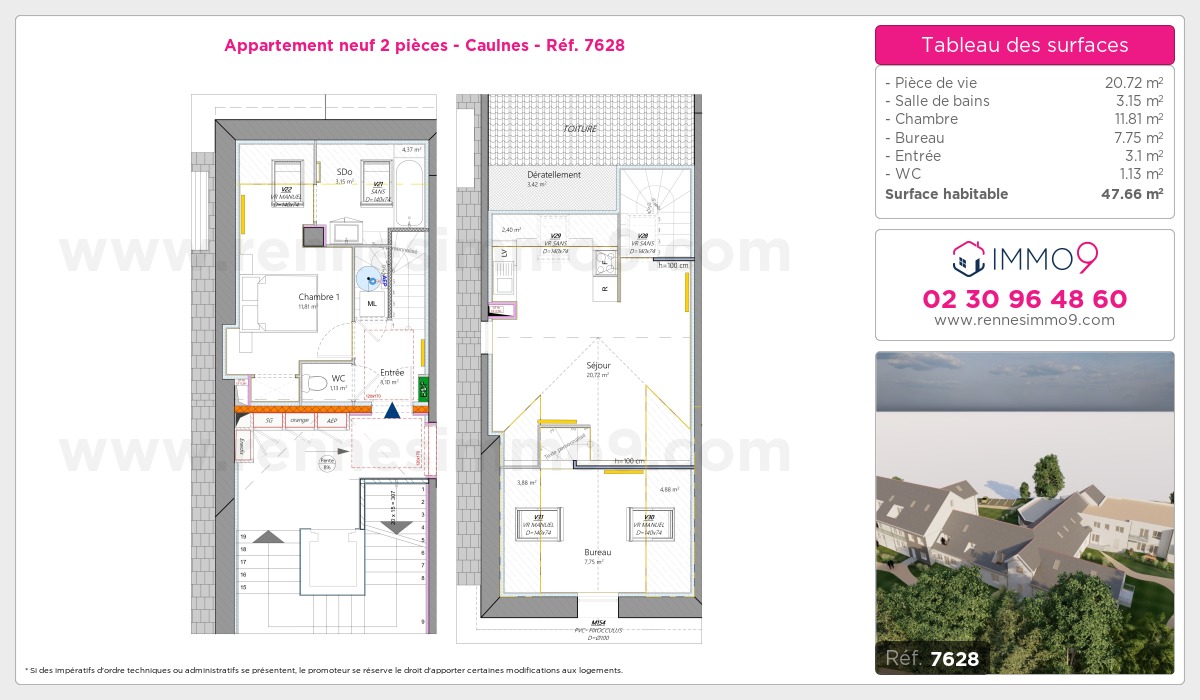 Plan et surfaces, Programme neuf Caulnes Référence n° 7628
