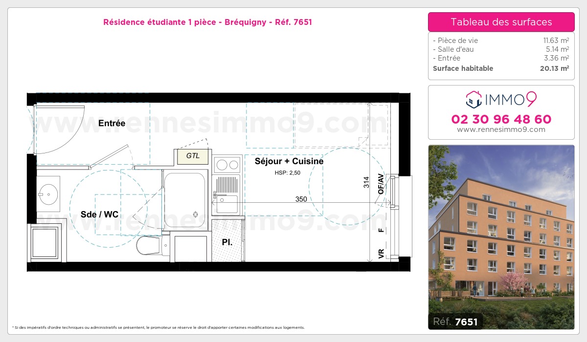Plan et surfaces, Programme neuf Rennes : Bréquigny Référence n° 7651