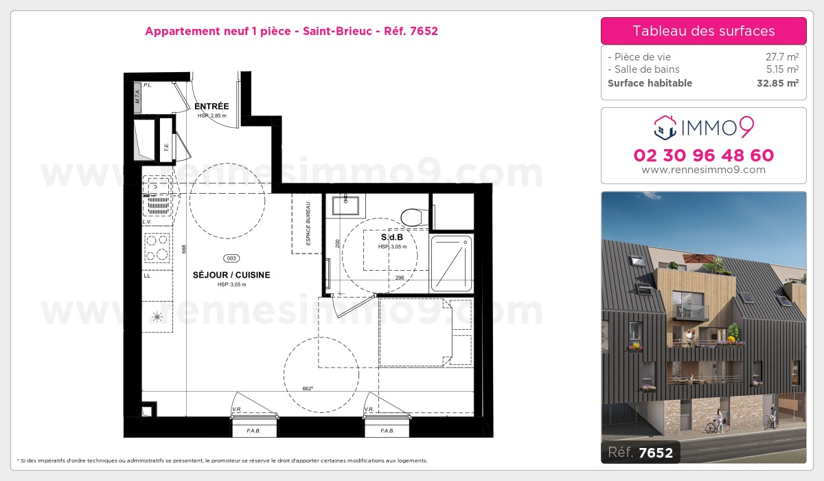 Plan et surfaces, Programme neuf Saint-Brieuc Référence n° 7652