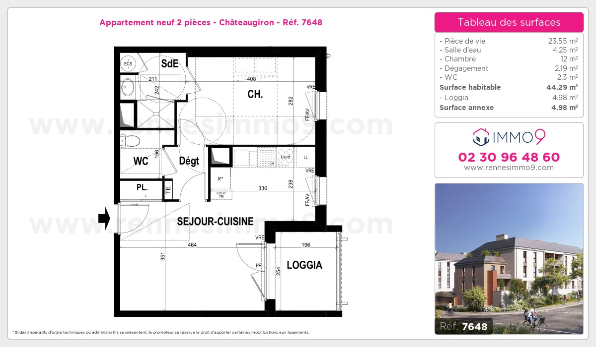 Plan et surfaces, Programme neuf Châteaugiron Référence n° 7648