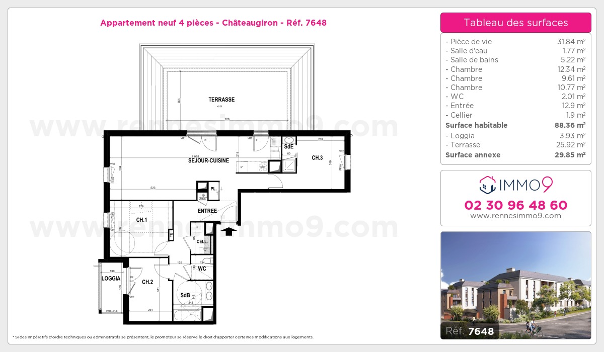 Plan et surfaces, Programme neuf Châteaugiron Référence n° 7648