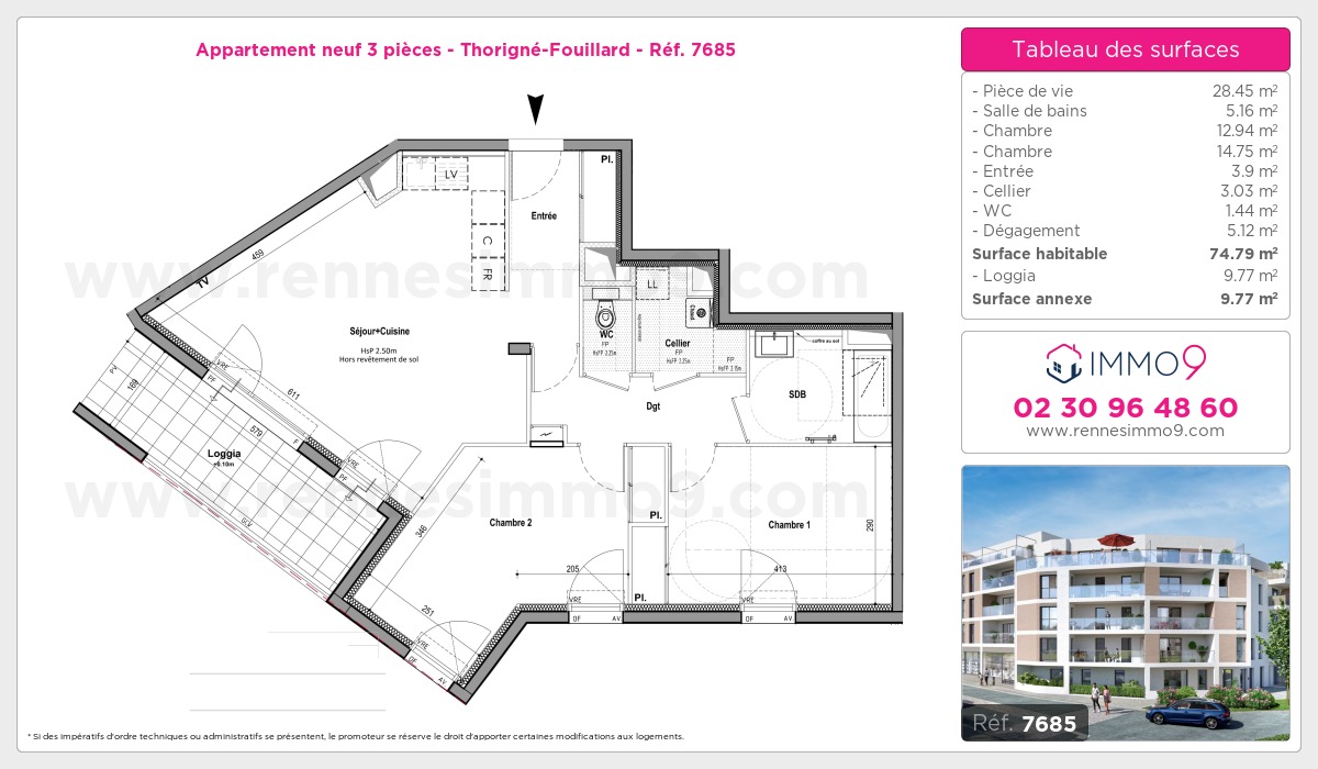 Plan et surfaces, Programme neuf Thorigné-Fouillard Référence n° 7685