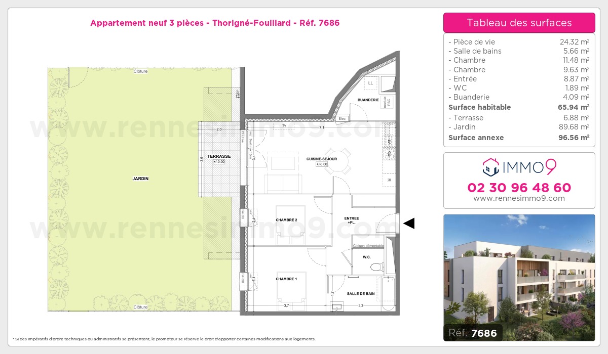 Plan et surfaces, Programme neuf Thorigné-Fouillard Référence n° 7686