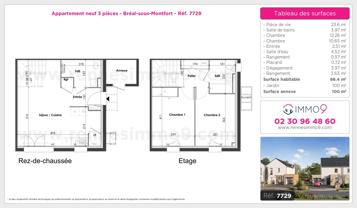 Plan et surfaces, Programme neuf Bréal-sous-Montfort Référence n° 7729