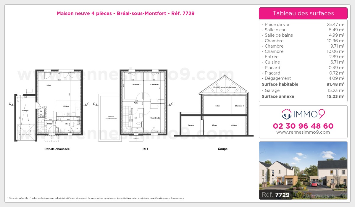 Plan et surfaces, Programme neuf Bréal-sous-Montfort Référence n° 7729