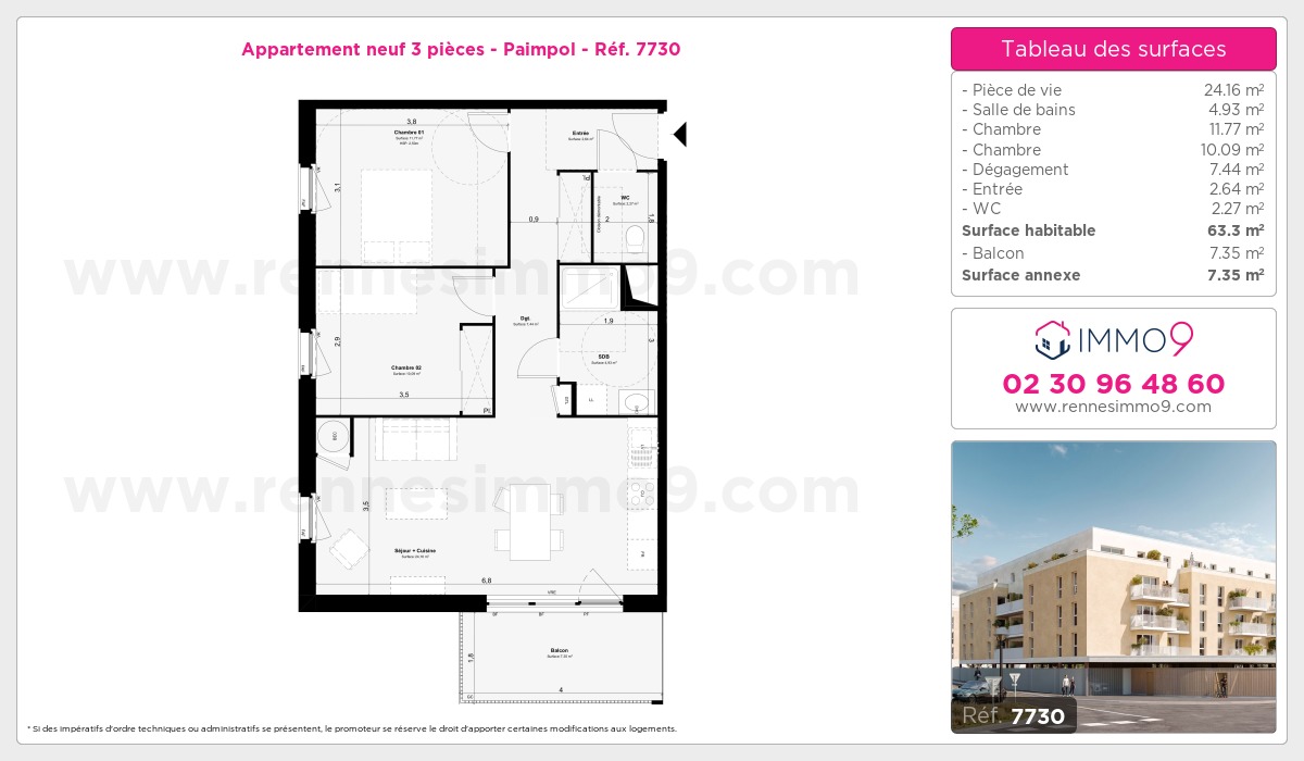 Plan et surfaces, Programme neuf Paimpol Référence n° 7730