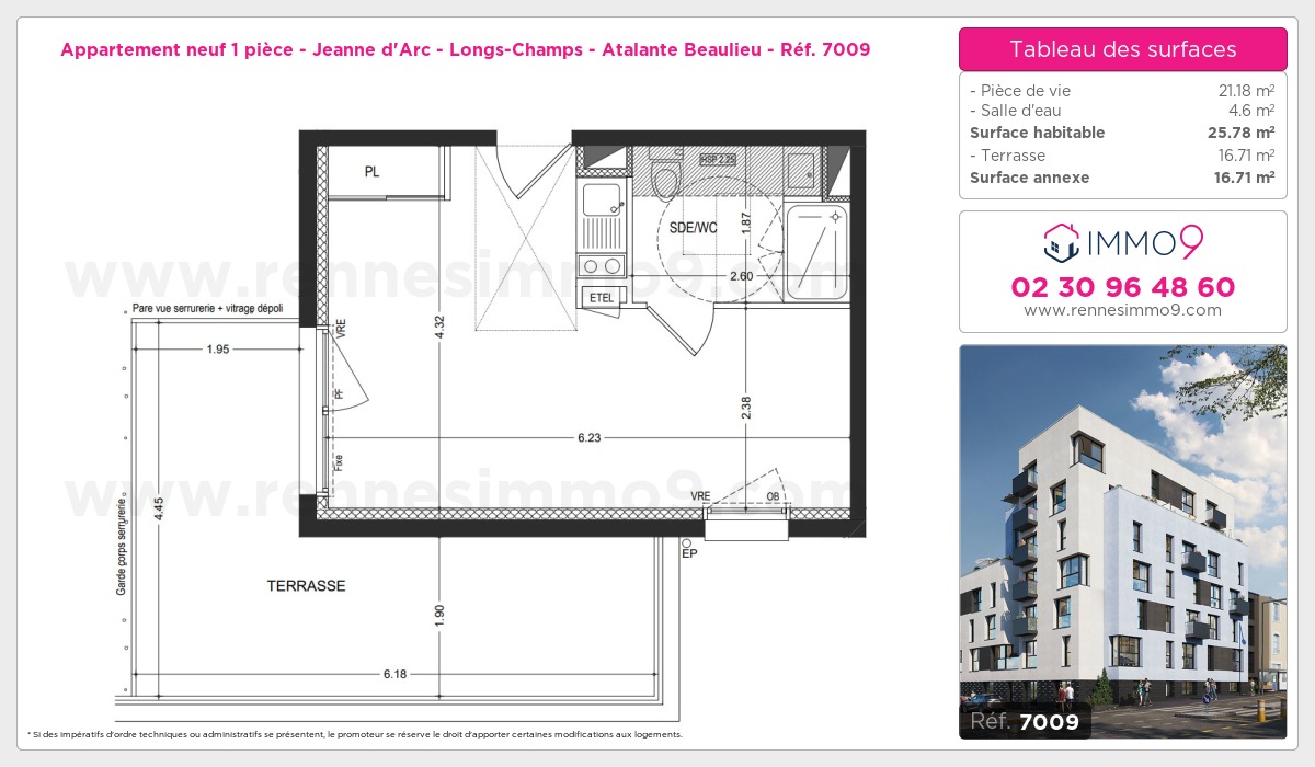 Plan et surfaces, Programme neuf Rennes : Jeanne d'Arc - Longs-Champs - Atalante Beaulieu Référence n° 7009