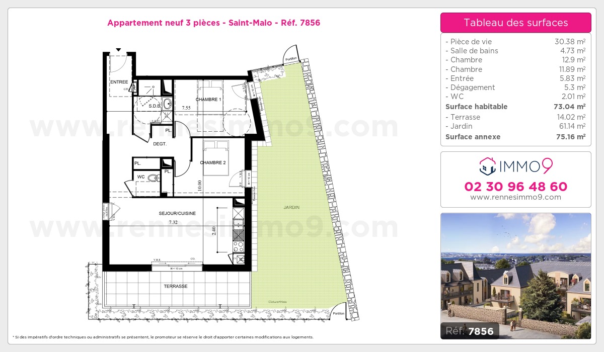 Plan et surfaces, Programme neuf Saint-Malo Référence n° 7856