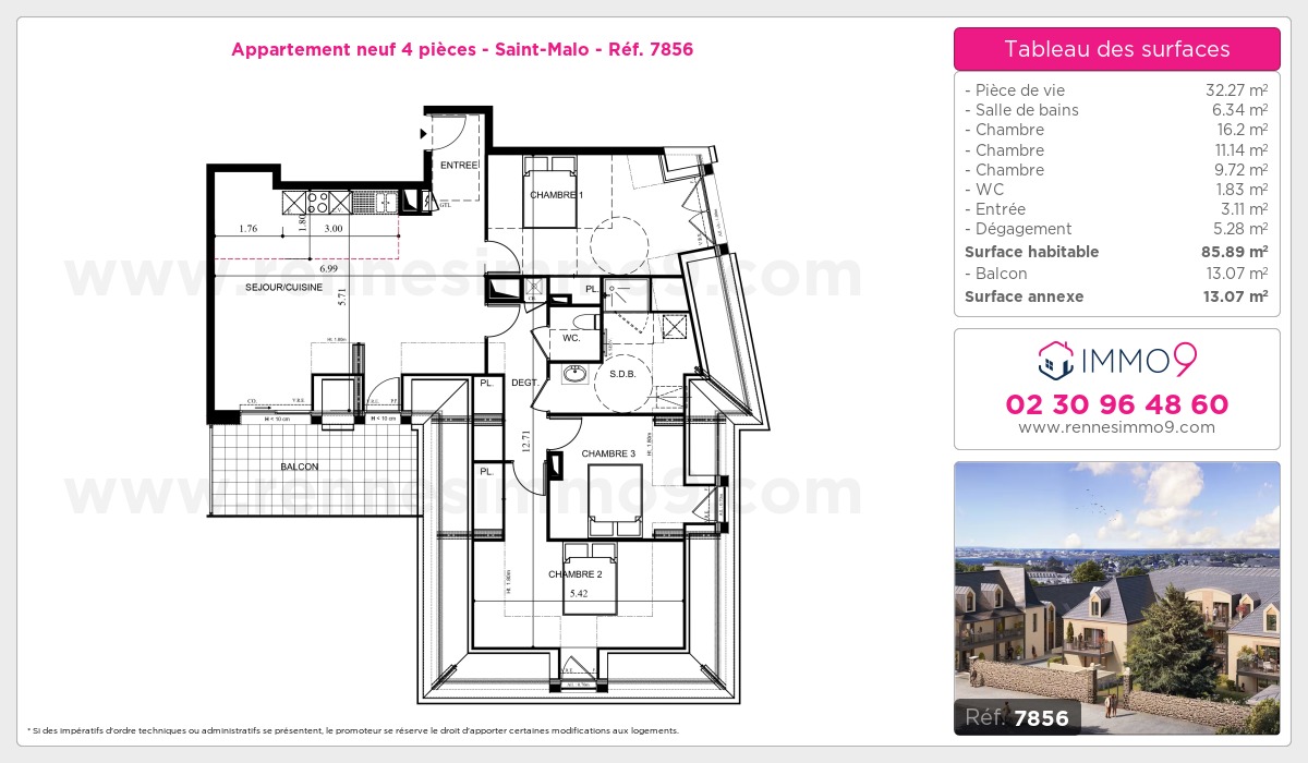 Plan et surfaces, Programme neuf Saint-Malo Référence n° 7856