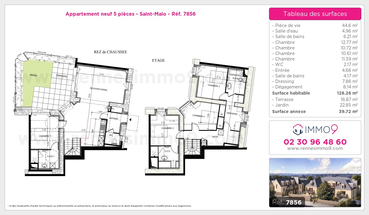 Plan et surfaces, Programme neuf Saint-Malo Référence n° 7856