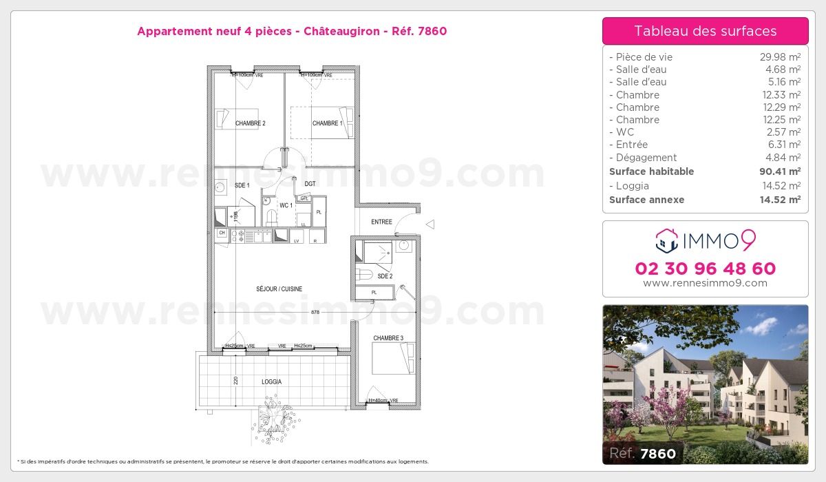 Plan et surfaces, Programme neuf Châteaugiron Référence n° 7860