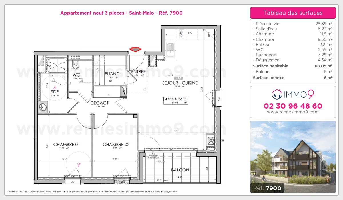 Plan et surfaces, Programme neuf Saint-Malo Référence n° 7900