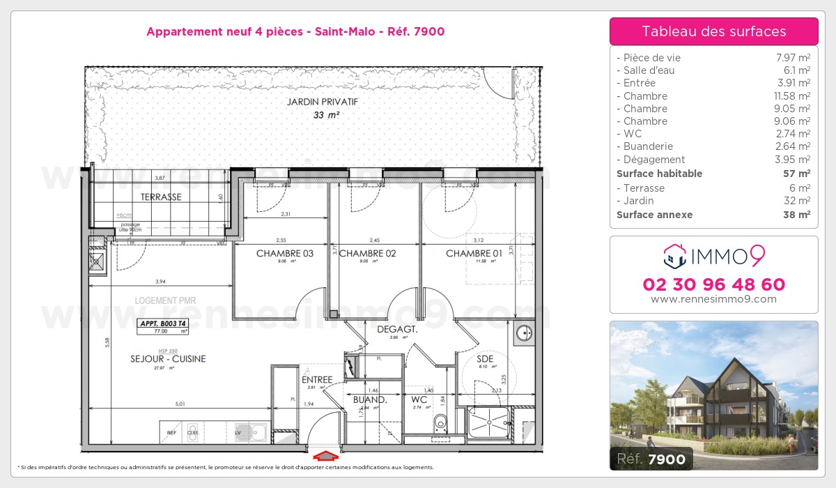 Plan et surfaces, Programme neuf Saint-Malo Référence n° 7900